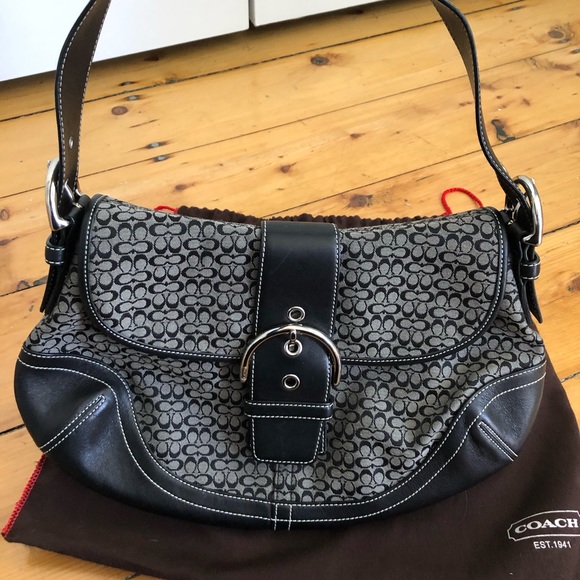 COACH Signature Hobo Black & Grey - Picture 4 of 6